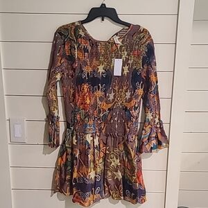 NWT Smocked Multicolor Long Sleeve Dress